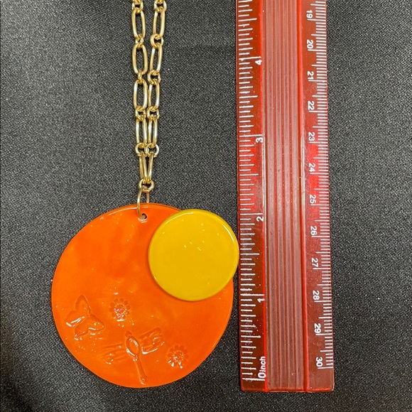 Clay Pendant Necklace Sunset/Summer theme on a gold link chain-Handmade by Me - Picture 10 of 11